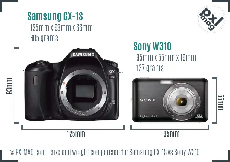Samsung GX-1S vs Sony W310 size comparison
