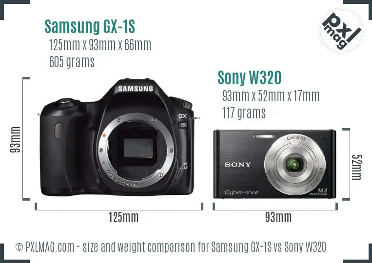 Samsung GX-1S vs Sony W320 size comparison