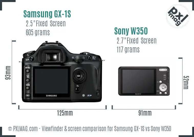 Samsung GX-1S vs Sony W350 Screen and Viewfinder comparison