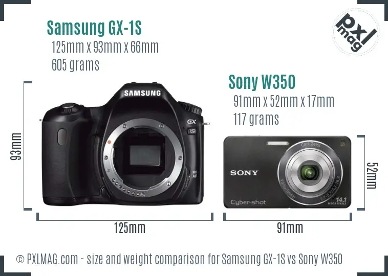 Samsung GX-1S vs Sony W350 size comparison