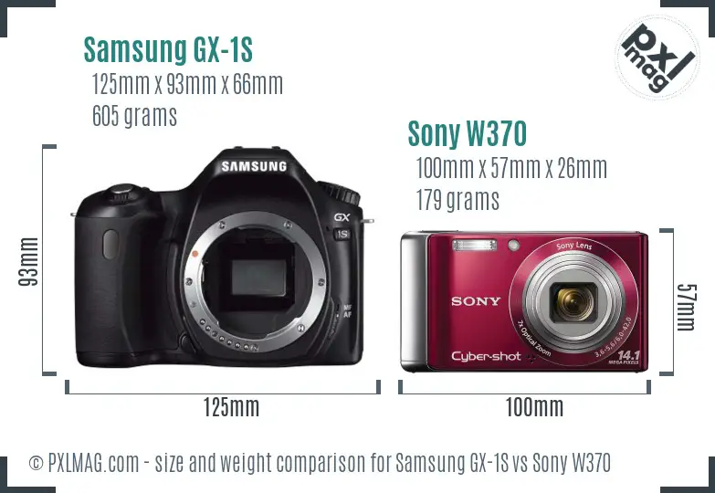 Samsung GX-1S vs Sony W370 size comparison