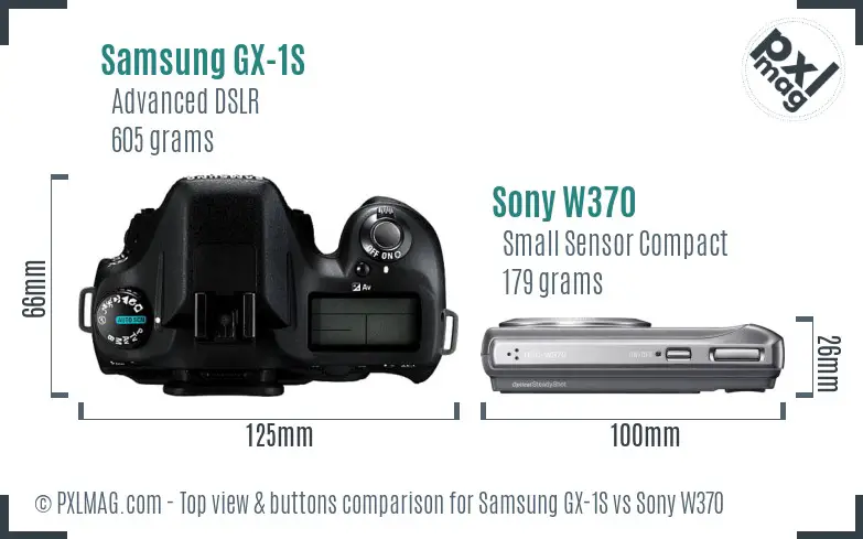 Samsung GX-1S vs Sony W370 top view buttons comparison