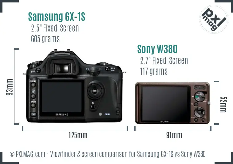 Samsung GX-1S vs Sony W380 Screen and Viewfinder comparison