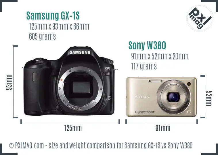 Samsung GX-1S vs Sony W380 size comparison