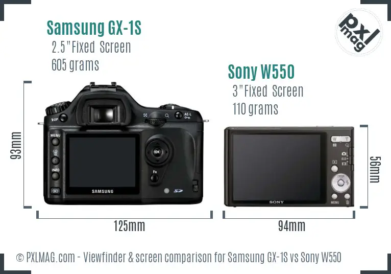 Samsung GX-1S vs Sony W550 Screen and Viewfinder comparison