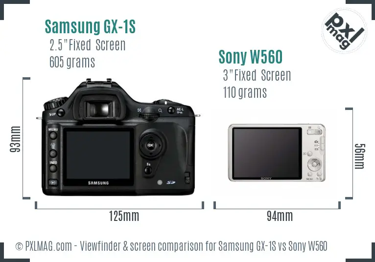 Samsung GX-1S vs Sony W560 Screen and Viewfinder comparison