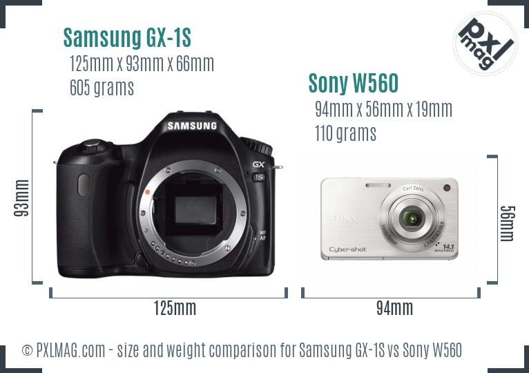Samsung GX-1S vs Sony W560 size comparison