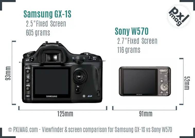 Samsung GX-1S vs Sony W570 Screen and Viewfinder comparison