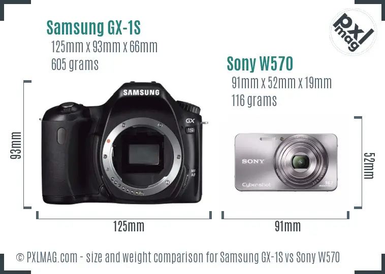 Samsung GX-1S vs Sony W570 size comparison