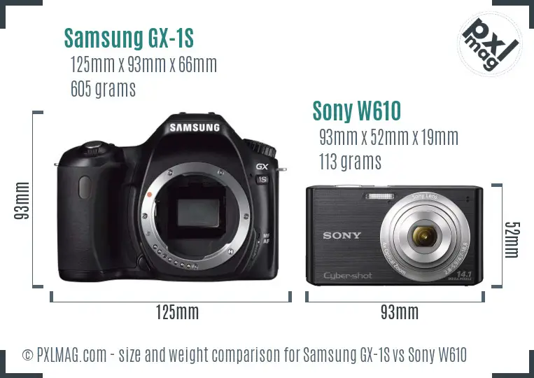 Samsung GX-1S vs Sony W610 size comparison