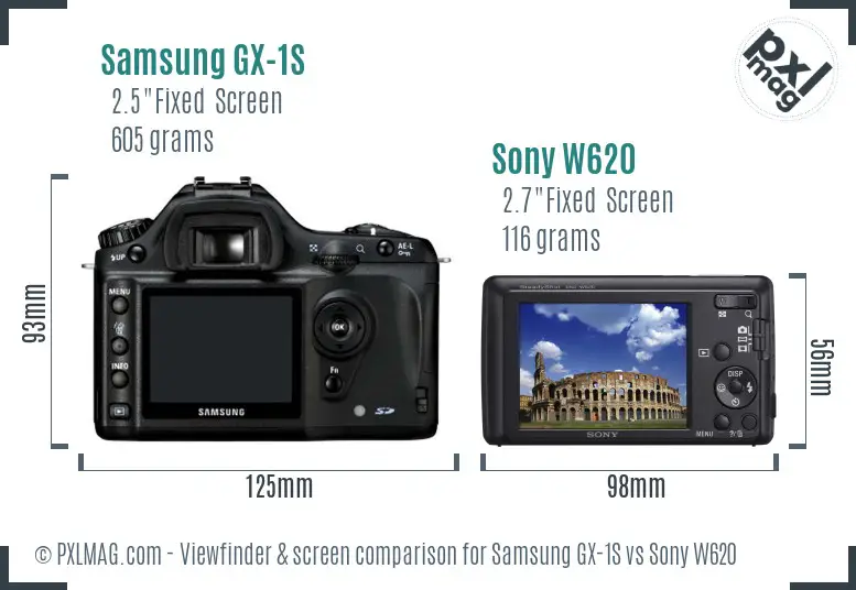 Samsung GX-1S vs Sony W620 Screen and Viewfinder comparison
