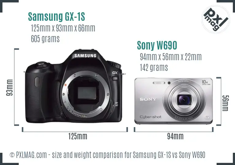 Samsung GX-1S vs Sony W690 size comparison