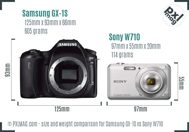 Samsung GX-1S vs Sony W710 size comparison