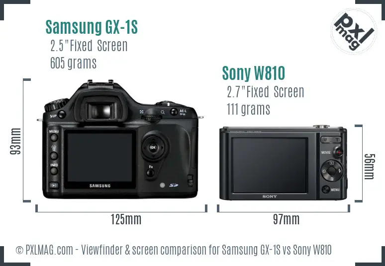 Samsung GX-1S vs Sony W810 Screen and Viewfinder comparison