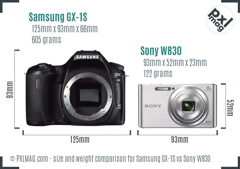 Samsung GX-1S vs Sony W830 size comparison