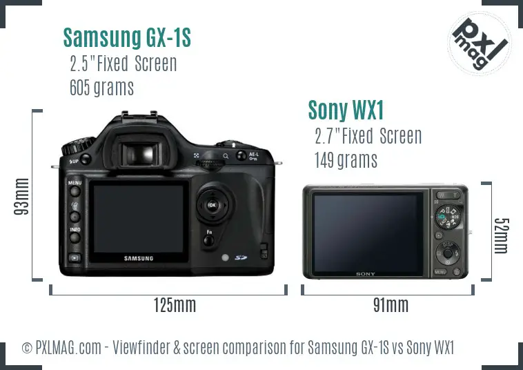 Samsung GX-1S vs Sony WX1 Screen and Viewfinder comparison