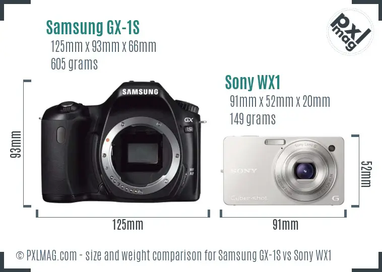 Samsung GX-1S vs Sony WX1 size comparison