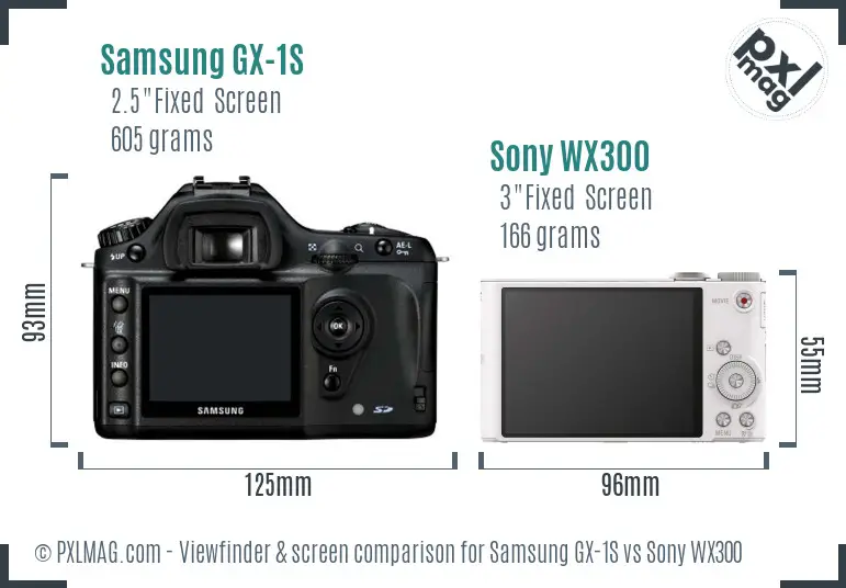 Samsung GX-1S vs Sony WX300 Screen and Viewfinder comparison