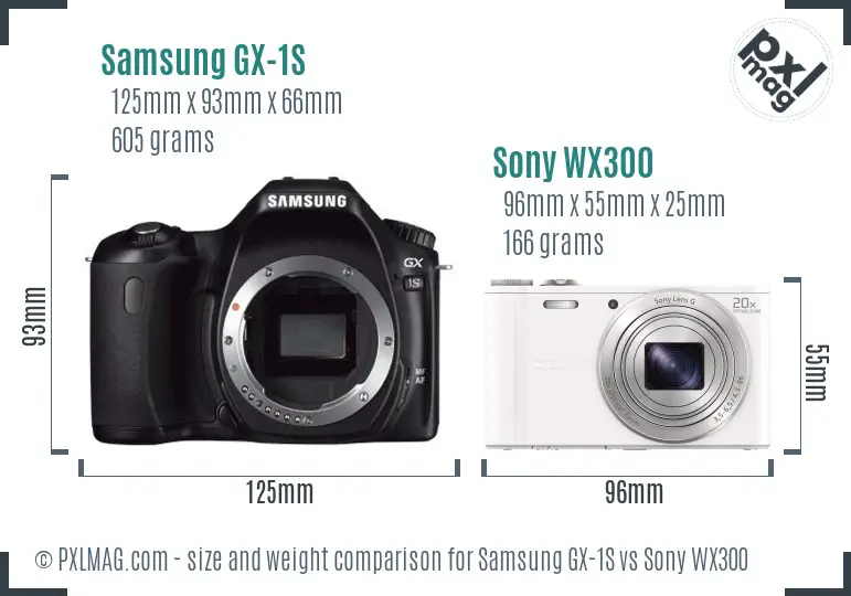 Samsung GX-1S vs Sony WX300 size comparison