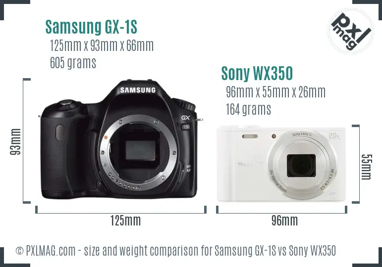 Samsung GX-1S vs Sony WX350 size comparison