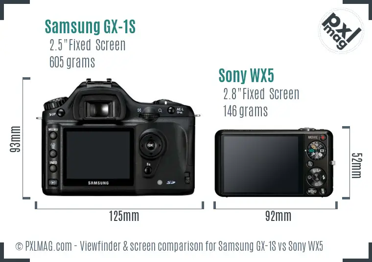 Samsung GX-1S vs Sony WX5 Screen and Viewfinder comparison