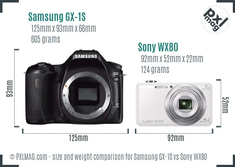 Samsung GX-1S vs Sony WX80 size comparison