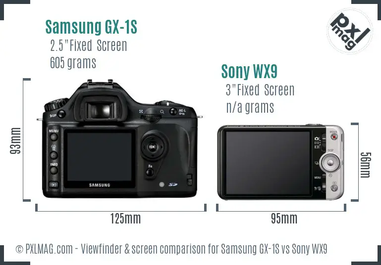 Samsung GX-1S vs Sony WX9 Screen and Viewfinder comparison