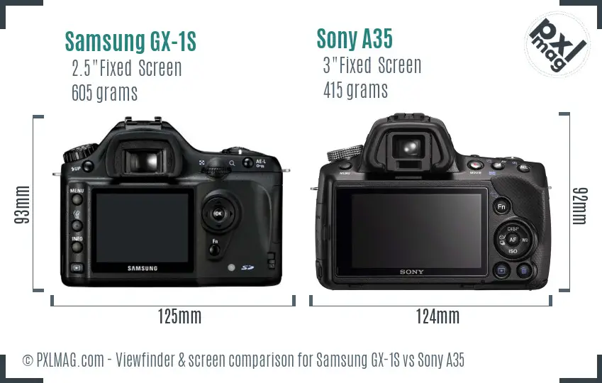 Samsung GX-1S vs Sony A35 Screen and Viewfinder comparison