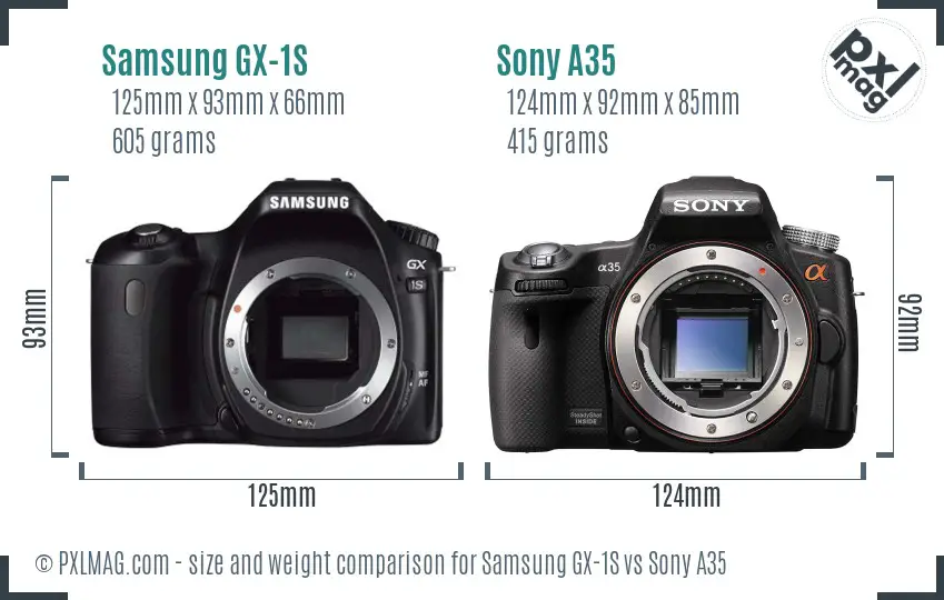 Samsung GX-1S vs Sony A35 size comparison
