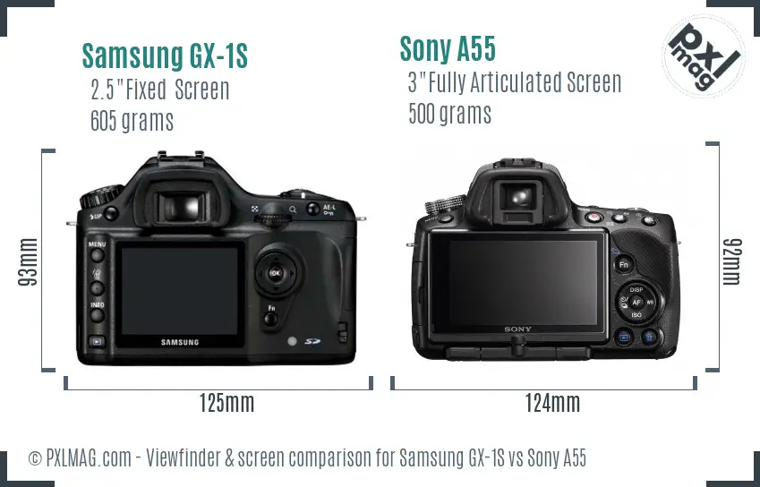 Samsung GX-1S vs Sony A55 Screen and Viewfinder comparison