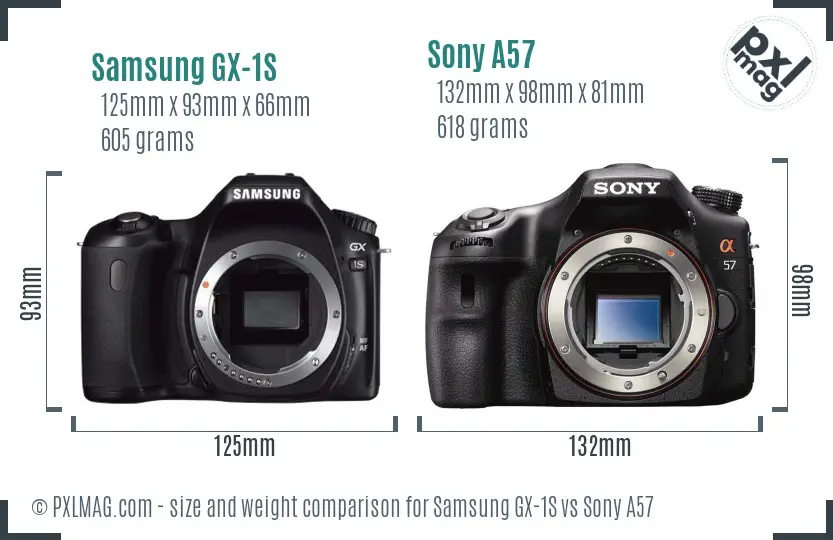 Samsung GX-1S vs Sony A57 size comparison