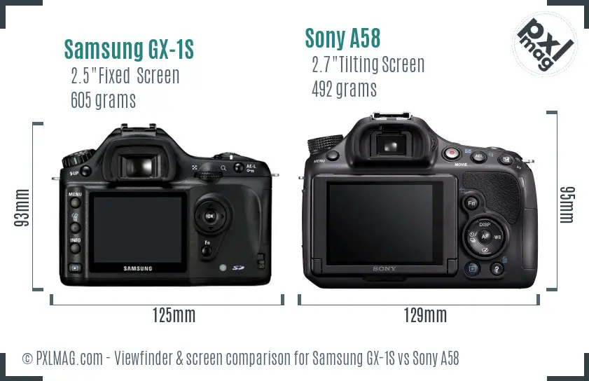 Samsung GX-1S vs Sony A58 Screen and Viewfinder comparison