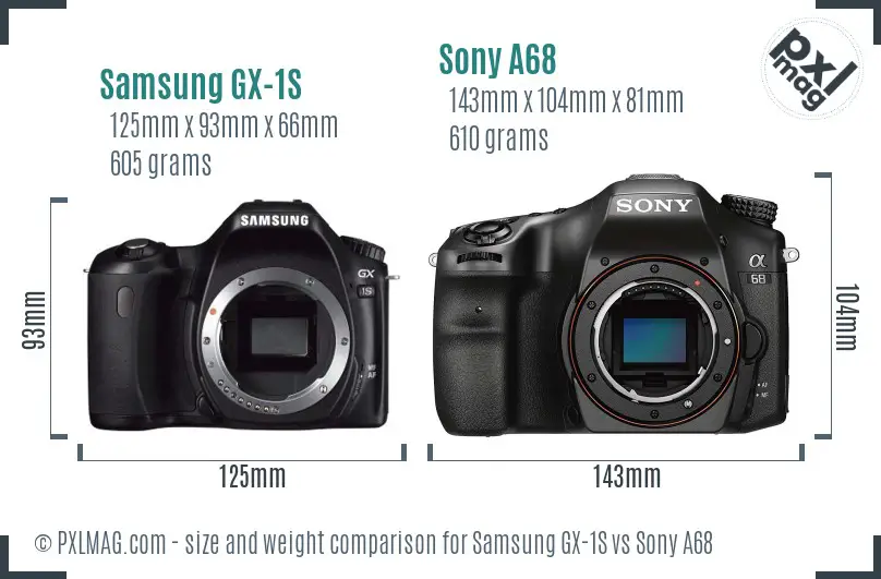 Samsung GX-1S vs Sony A68 size comparison