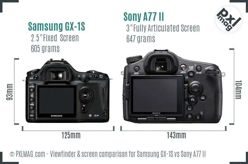 Samsung GX-1S vs Sony A77 II Screen and Viewfinder comparison