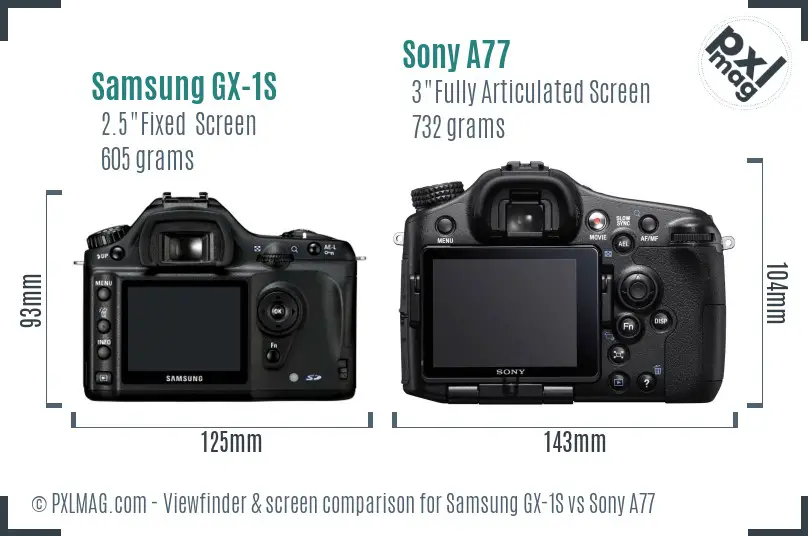 Samsung GX-1S vs Sony A77 Screen and Viewfinder comparison
