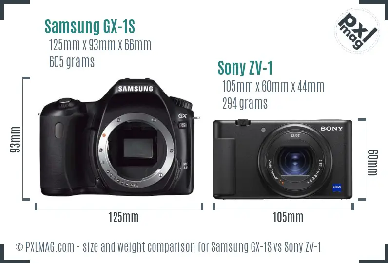 Samsung GX-1S vs Sony ZV-1 size comparison