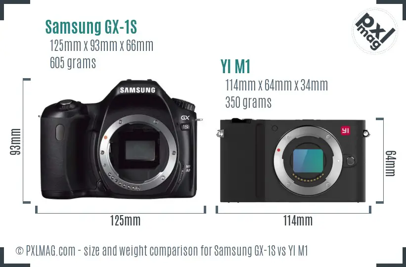 Samsung GX-1S vs YI M1 size comparison