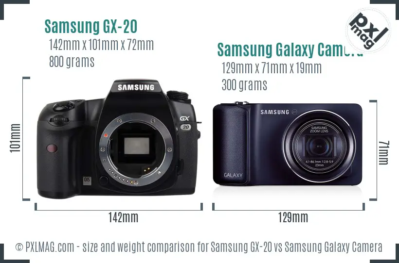 Samsung GX-20 vs Samsung Galaxy Camera size comparison