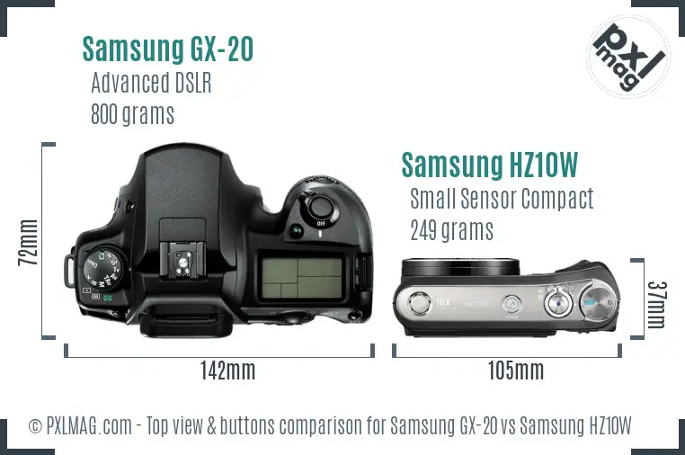 Samsung GX-20 vs Samsung HZ10W top view buttons comparison