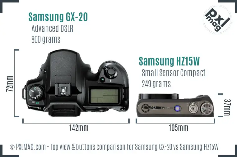 Samsung GX-20 vs Samsung HZ15W top view buttons comparison