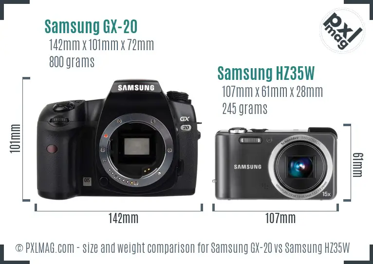 Samsung GX-20 vs Samsung HZ35W size comparison