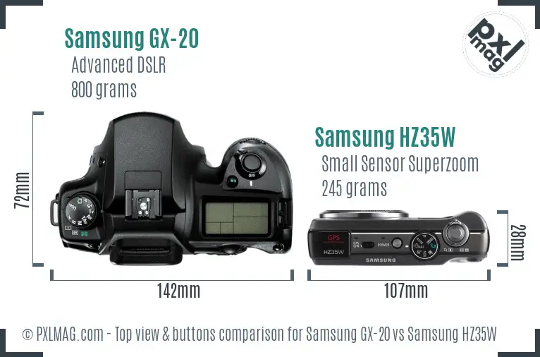 Samsung GX-20 vs Samsung HZ35W top view buttons comparison