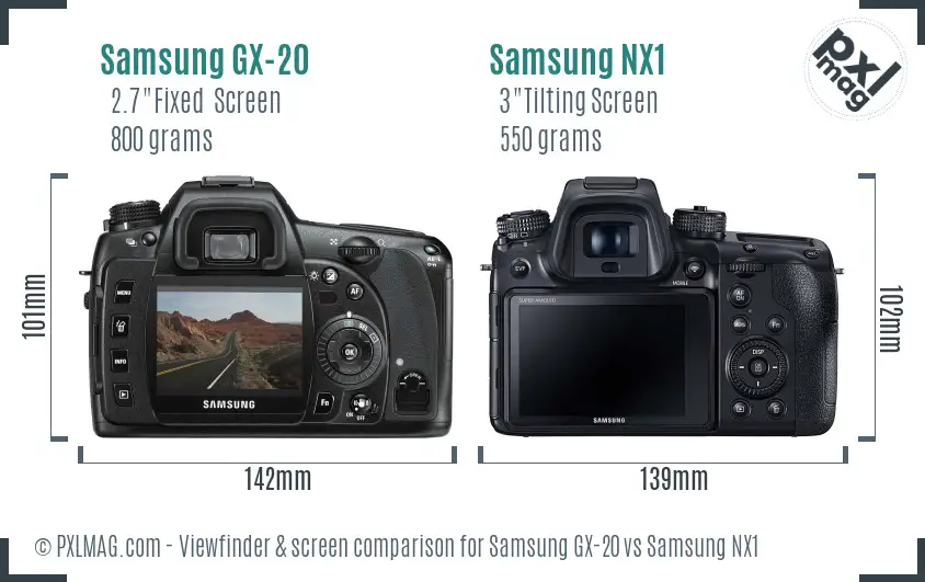 Samsung GX-20 vs Samsung NX1 Screen and Viewfinder comparison