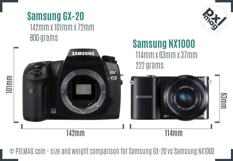 Samsung GX-20 vs Samsung NX1000 size comparison