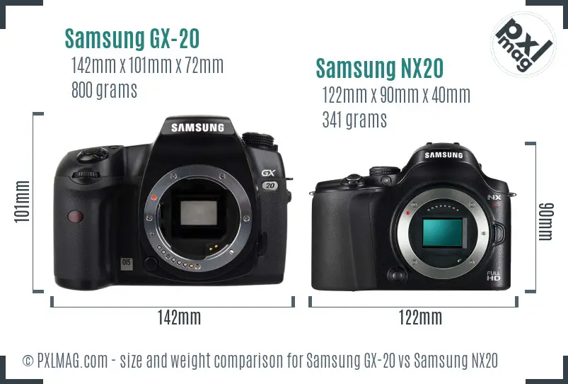 Samsung GX-20 vs Samsung NX20 size comparison