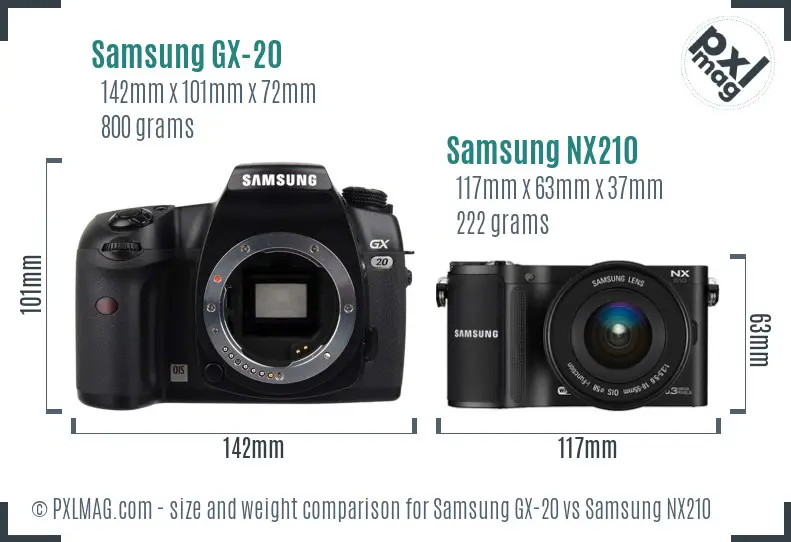 Samsung GX-20 vs Samsung NX210 size comparison