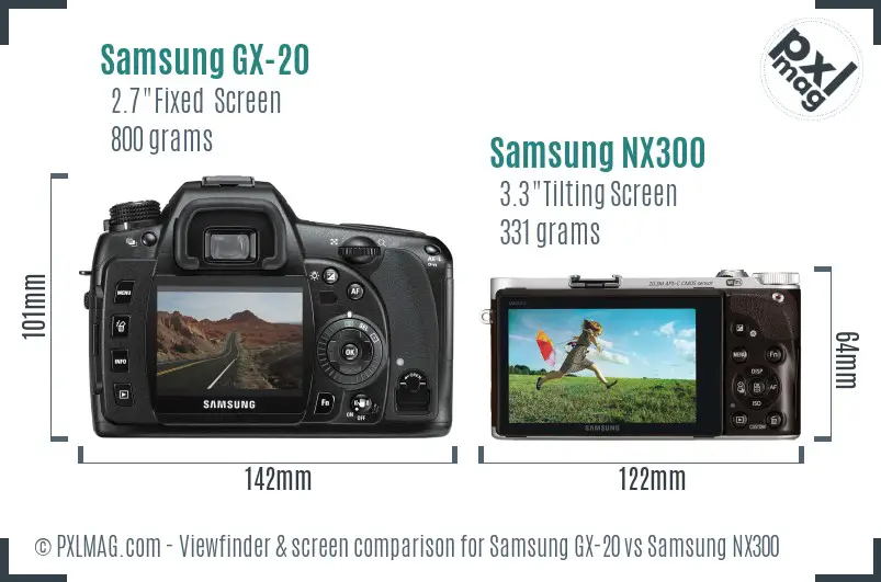 Samsung GX-20 vs Samsung NX300 Screen and Viewfinder comparison