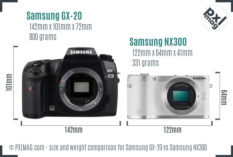 Samsung GX-20 vs Samsung NX300 size comparison