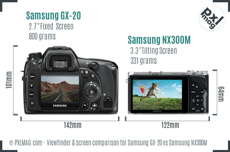 Samsung GX-20 vs Samsung NX300M Screen and Viewfinder comparison