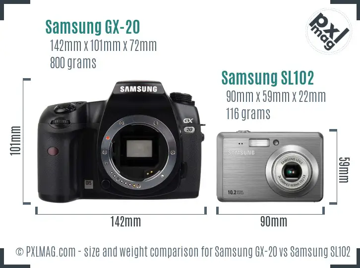 Samsung GX-20 vs Samsung SL102 size comparison Samsung GX-20 vs Samsung SL102 size comparison